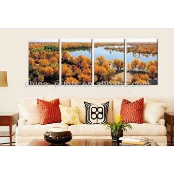 2015 Nouvelle conception Autumn Leaf And Lake Scenery Canvas Painting